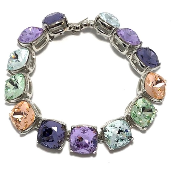 KENNETH JAY LANE-MULTI PASTEL SQUARE LINK CRYSTALS